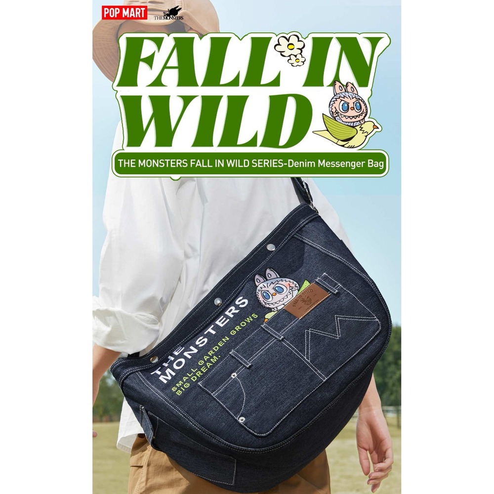 Pop Mart The Monsters Fall in Wild Denim Messenger Bag Kasing Lung NWT‎ SEALED